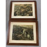 A pair of antique military battle prints by Fritz Neumann.