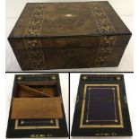 A vintage wooden writing box/slope with inlaid detail.