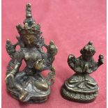 2 small bronze figurines of Oriental Deities.