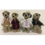 4 "Compare The Meercat" promotional soft toys, comprising: Aleksandr, Sergi, Yakov and Vassily.