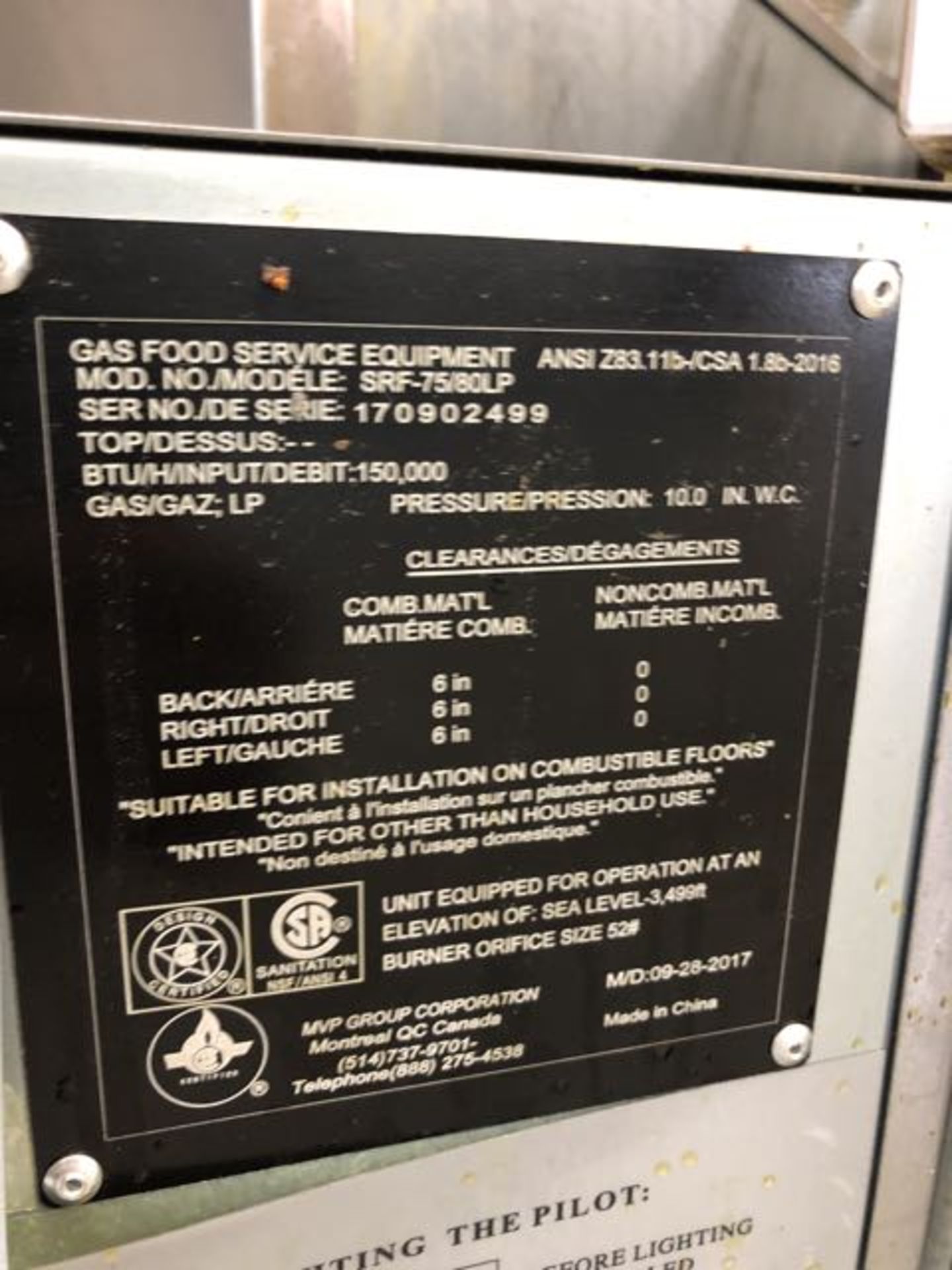 Friteuse SIERRA, gaz propane, Double - # SRF-75/80LP - (2) paniers - Image 3 of 3