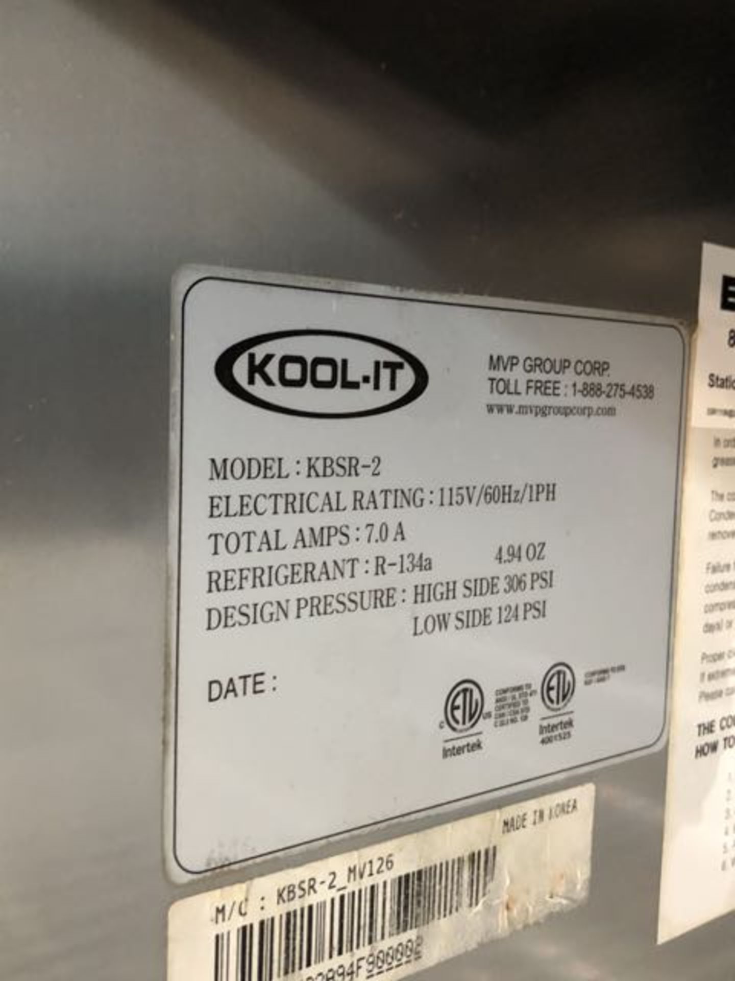 Réfrigérateur KOOL IT 2 portes acier inox # KSBR-2 - comme NEUF - Image 4 of 4