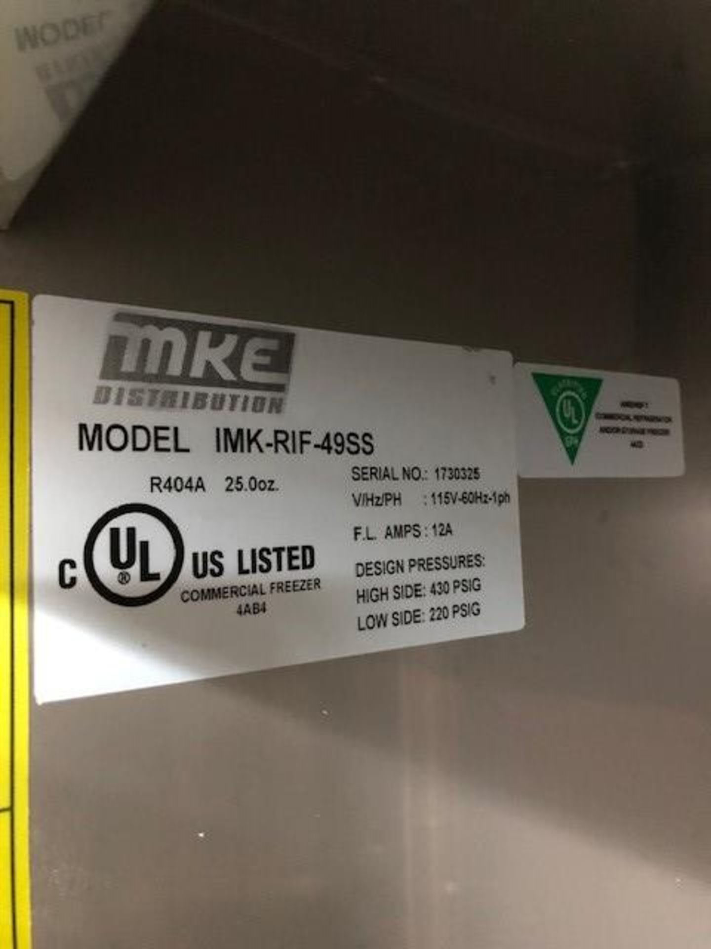 Congélateur MKE 2 portes acier inox. - mod # IMK RIF 49SS avec étagère. NEUF! - Image 3 of 8