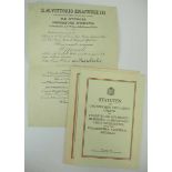 3.1.) Urkunden / DokumenteItalien: Orden der Krone von Italien, Offizierskreuz Urkunde für den