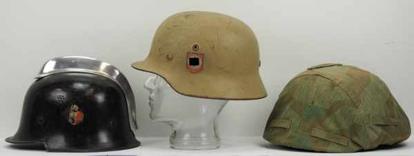 4.1.) Uniformen / Kopfbedeckungen3. Reich: Lot von 3 Stahlhelmen.1.) Feuerwehr, 2.) SS Südfront / - Image 8 of 18