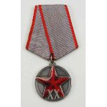 2.2.) WeltSowjetunion: Medaille 20 Jahre Rote Arbeiter- und Bauernarmee, 2. Typ.Silber, teilweise