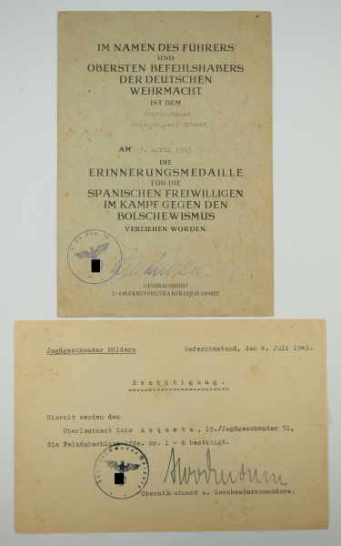 3.1.) Urkunden / DokumenteUrkundenpaar eines Oberleutnant und Flugzeugführers der 15./ - Image 2 of 4