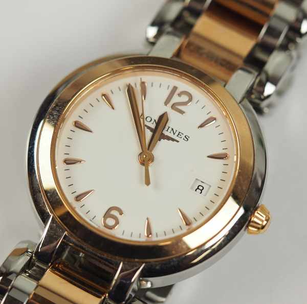 7.5.) UhrenLongines: Prima Luna.Gehäuse und Armband in Stahl / Rosegold, mit Datumsanzeige. - Image 7 of 8