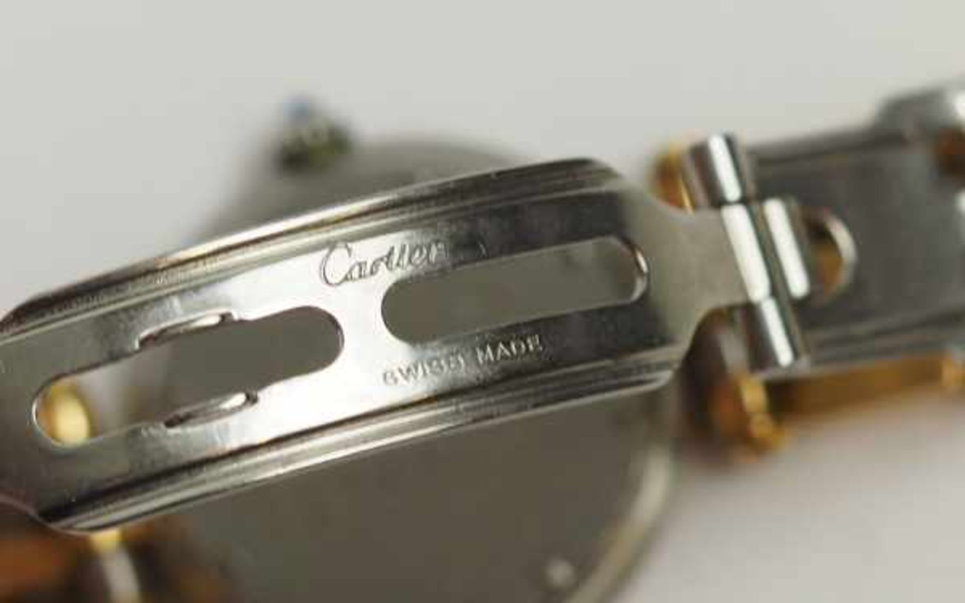 7.5.) UhrenCartier: Damen-Armbanduhr.Gehäuse und Gliederarmband in Stahl / Gold.Zustand: II7.5 ) - Image 3 of 9