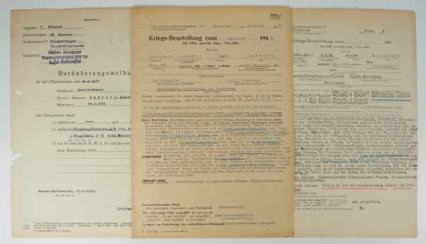 3.1.) Urkunden / DokumenteDokumente des Oberfeldwebel August Lambert der II./ Schlachtgeschwader