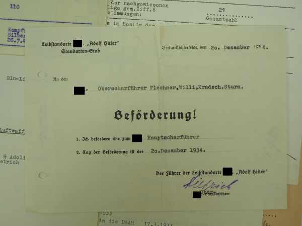 3.1.) Urkunden / DokumenteDokumentennachlass des Ritterkreuzträgers Hauptmann Willie Flechner , - Image 3 of 8