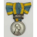 1.1.) Kaiserreich (bis 1933)Sachsen-Altenburg: Herzog Ernst Medaille, mit Bandspange 1914.Silber, am
