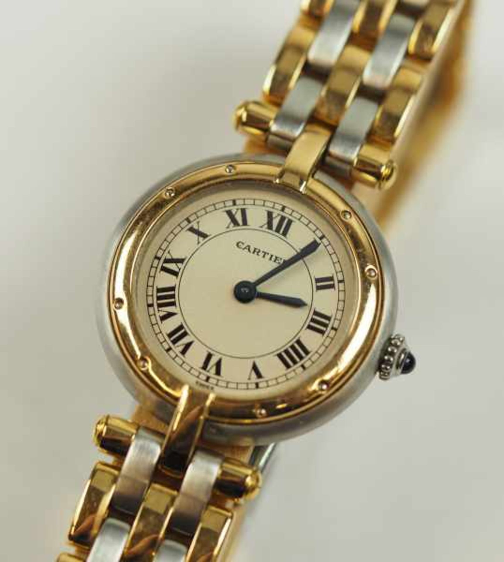 7.5.) UhrenCartier: Damen-Armbanduhr.Gehäuse und Gliederarmband in Stahl / Gold.Zustand: II7.5 )