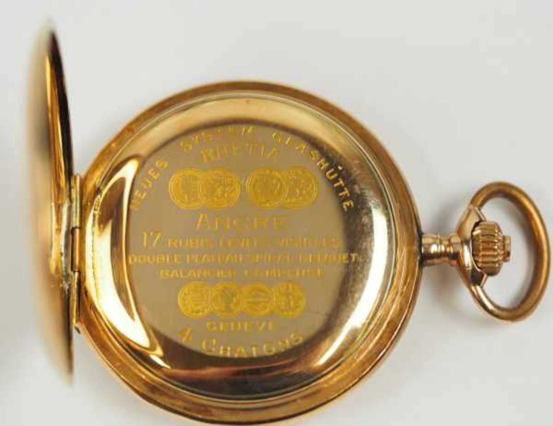 7.5.) UhrenRhetia: Neues System Glashütte Taschenuhr - GOLD.Emailliertes Zifferblatt, mit - Image 4 of 10