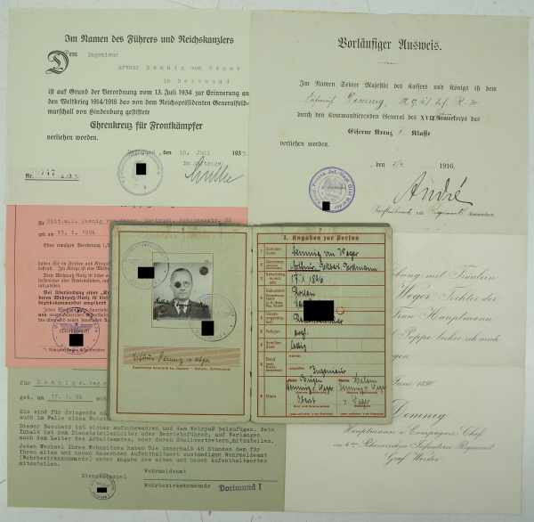3.1.) Urkunden / DokumentePreussen: Urkundengruppe eines Fähnrich der M.G.Komp./ Infanterie-Regt. - Image 2 of 2