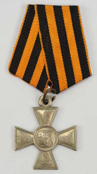 2.2.) WeltRussland: St. Georgs Orden, Soldatenkreuz 4. Klasse.Weißmetall, geschlagene