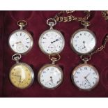 7.5.) UhrenLot von 6 Taschenuhren.Diverse, u.a. Omega, Junghans und Alpina.Zustand: II7.5 ) Watches