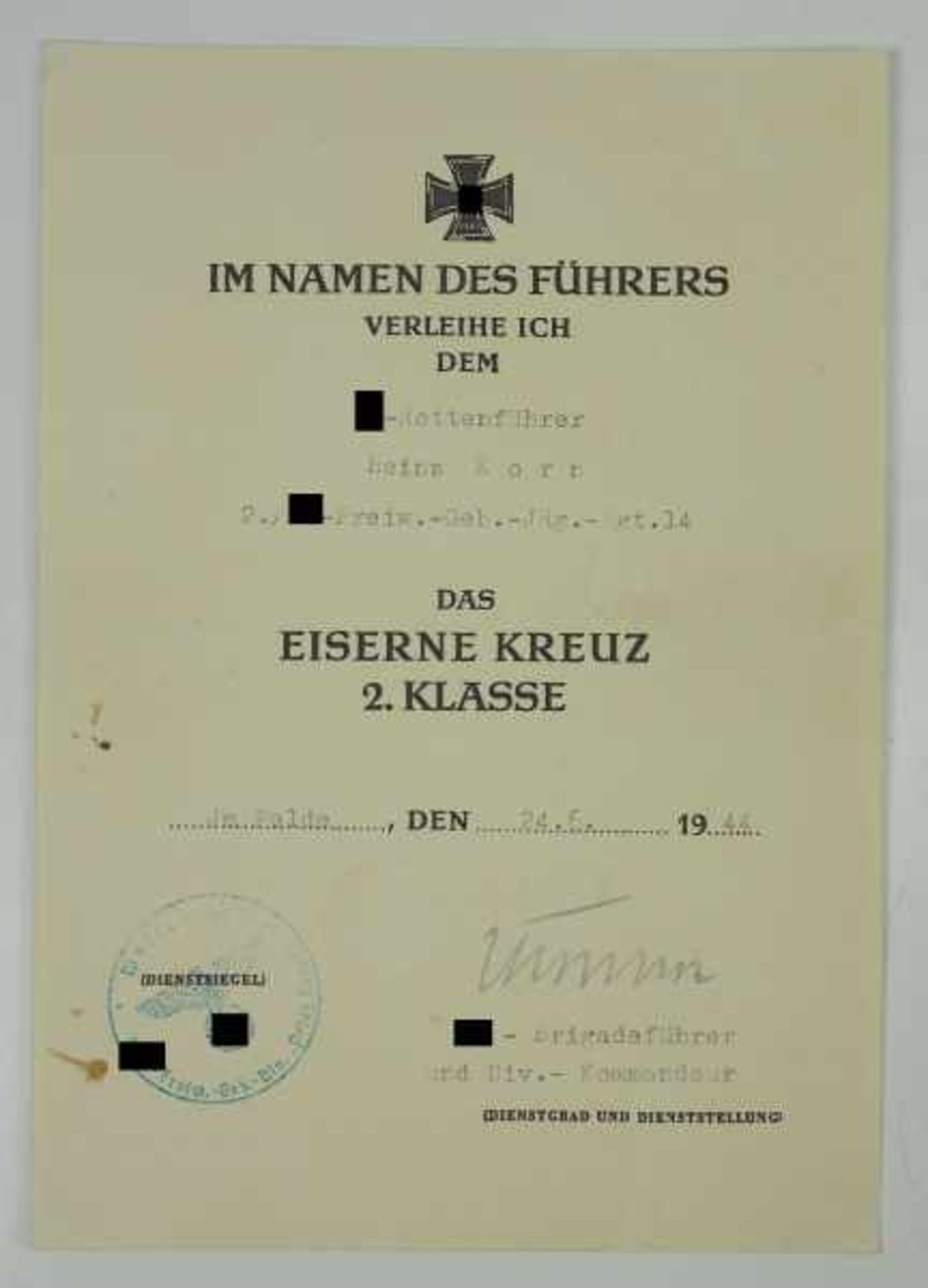 3.1.) Urkunden / DokumenteUrkundennachlass eines Unterscharführers der 2./ SS-Freiwilligen-Gebirgs- - Image 8 of 8