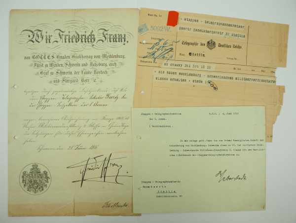 3.1.) Urkunden / DokumenteMecklenburg-Schwerin: Militärverdienstkreuz, 1914, 2. Klasse Urkunde für