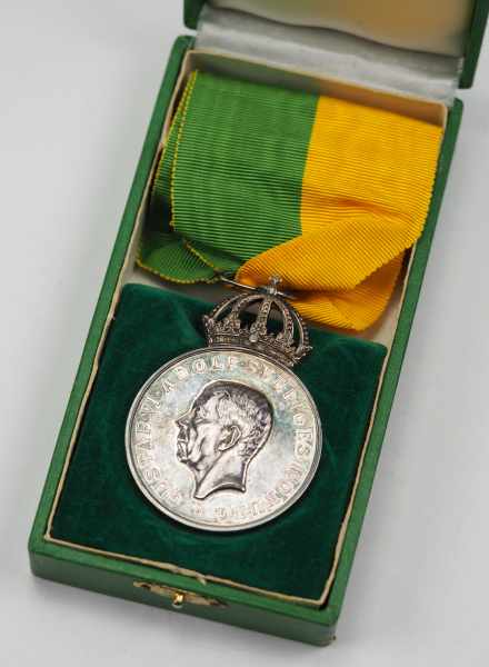 2.1.) EuropaSchweden: Medaille der Patriotischen Gesellschaft, in Silber, im Etui.Silber, Gustav