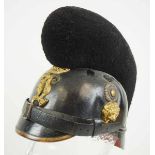 4.1.) Uniformen / KopfbedeckungenBayern: Raupenhelm M1868 für Mannschaften.Schwarzer Lederkorpus,