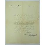 3.3.) AutographenRommel, Erwin.(1891-1944). Generalfeldmarschall, Befehlshaber der deutschen Truppen