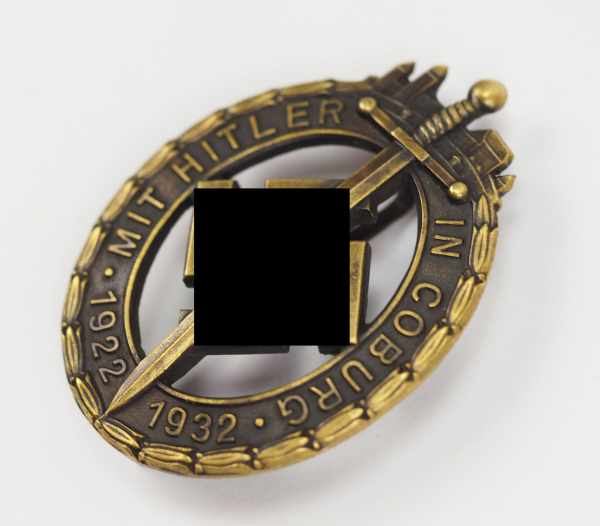 1.2.) Deutsches Reich (1933-45)Coburg Ehrenzeichen.Buntmetall, durchbrochen gefertigt und patiniert, - Image 2 of 4