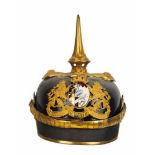 4.1.) Uniformen / KopfbedeckungenBayern: Pickelhaube für Generaladjutanten.Schwarze Lederglocke,