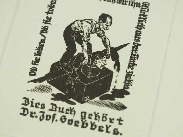 3.3.) AutographenDr. Goebbels, Joseph - ex libris.Gedrucktes ex libris des Reichsminister für - Image 3 of 4