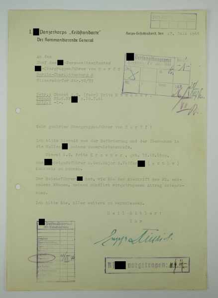 3.3.) AutographenDietrich, Sepp.(1892-1966). SS-Oberst-Gruppenführer und Generaloberst der Waffen- - Image 2 of 3