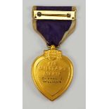 2.2.) WeltUSA: Purple Heart des Private Clifton J. Williams.Buntmetall vergoldet, teilweise