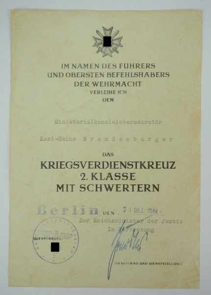 3.3.) AutographenFreisler, Roland.(1893-1945). Präsident des Volksgerichtshofes und verantwortlicher - Image 2 of 4