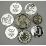 7.4.) MünzenLot Silbermedaillen.Diverse, zumeist Silber.Zustand: II7.4 ) Coins