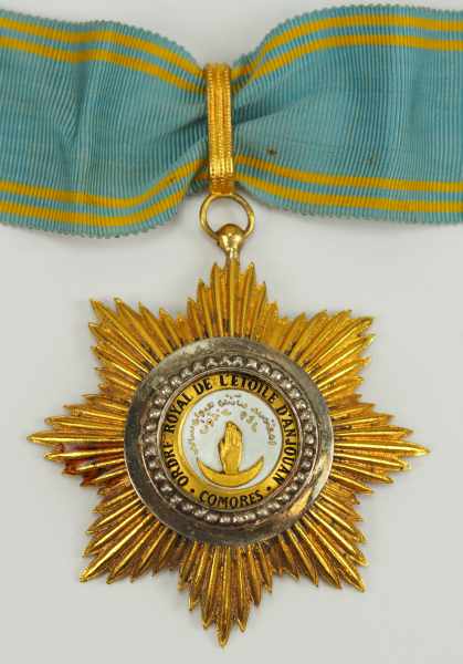 2.2.) WeltKomoren: Orden des Sterns von Anjouan, Komtur Dekoration.Silber vergoldet, das mehrteilige