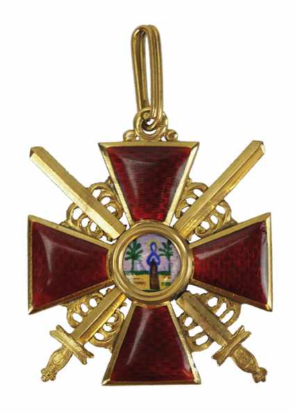 2.2.) WeltRussland: Orden der hl. Anna, 2. Modell (1810-1917), 3. Klasse mit Schwertern.Gold,