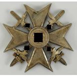 1.2.) Deutsches Reich (1933-45)Spanienkreuz, in Silber, mit Schwertern.Silber, polierte Kanten,
