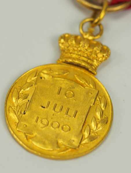 1.1.) Kaiserreich (bis 1933)Baden: Medaille zur Hochzeit Max von Baden 1900, in Gold.Gold, WP und - Image 4 of 4