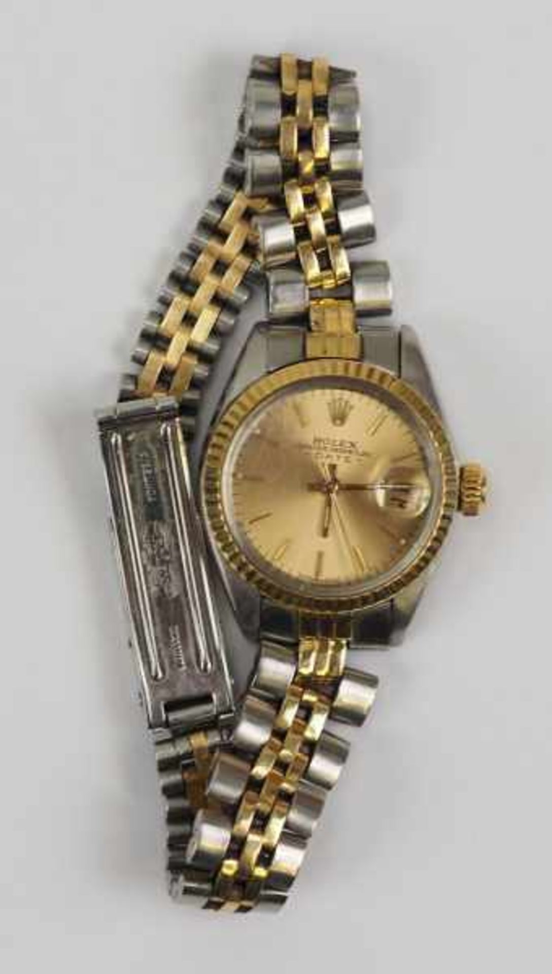 7.5.) UhrenRolex - Damenuhr Oyster Perpetual Date.Stahl-Gold, mit Gliederarmband, Schließe mit
