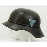 4.1.) Uniformen / KopfbedeckungenLuftschutz: Gladiator Helm - Junkers Werke.Dunkelblauer Helm,