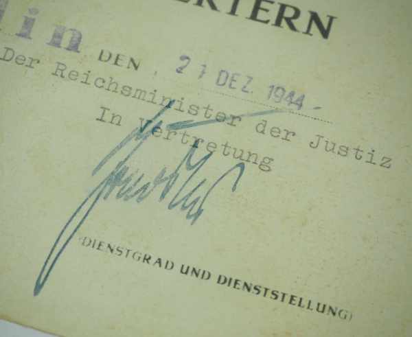 3.3.) AutographenFreisler, Roland.(1893-1945). Präsident des Volksgerichtshofes und verantwortlicher - Image 4 of 4