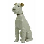 4.4.) Patriotisches / Reservistika / DekorativesAllach: Sitzender Fox Terrier.Farbig glasiertes