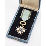 2.1.) EuropaLettland: Orden der drei Sterne, 1. Modell (1924-1940), Ritter Kreuz, im Etui.Silber