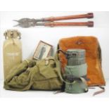 Wehrmacht: Lot Ausrüstung.1.) Tornister, 2.) Drahtschere groß, 3.) Rucksack, 4.) Wasserflasche und