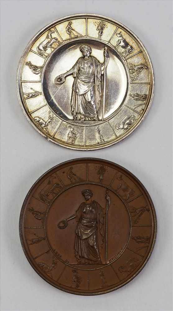 Medaille für Landwirtschaftliche Leistungen - Silber und Bronze.Silber bzw. Bronze.