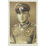 Biehl, Johann.(1917-2017). Ihm wurde das Ritterkreuz des Eisernen Kreuzes als Feldwebel und