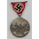 Bahnschutz: Medaille auf das Wettschießen in Stuttgart im September 1937.Zink versilbert, an