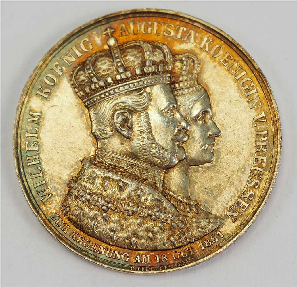 Preussen: Medaille auf die Krönung von König Wilhelm und Königin Augusta.Silber,