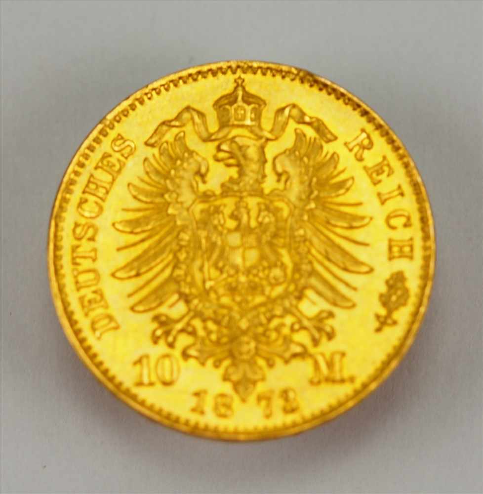 Bayern: 10 Mark - Ludwig II. 1873 - GOLD. - Image 2 of 2