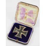 Preussen: Eisernes Kreuz, 1914, 1. Klasse, im Etui - WS.Geschwärzter Eisenkern, Silber Zarge, an