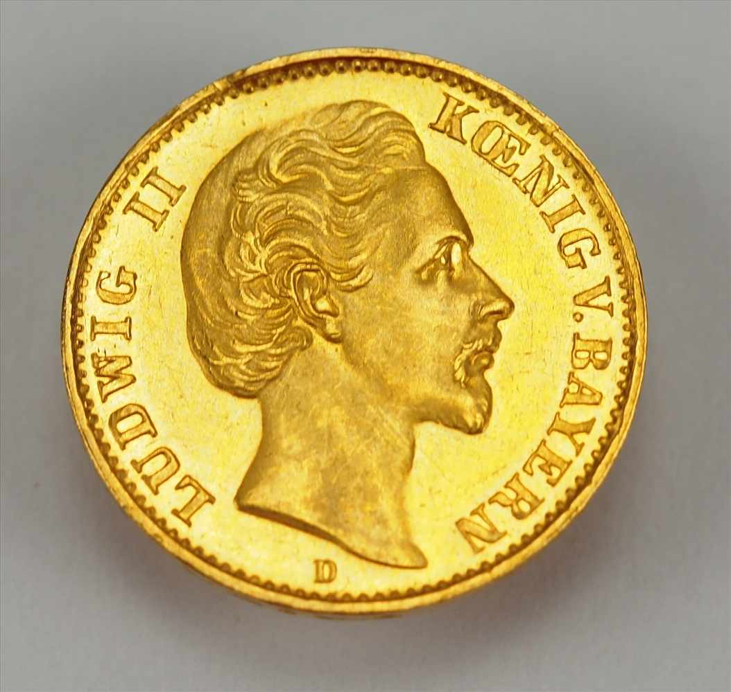 Bayern: 10 Mark - Ludwig II. 1873 - GOLD.